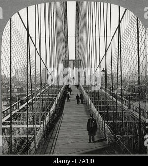 Vue sur le pont de Brooklyn à Manhattan, New York City, USA, seule image de carte stéréo, vers 1903 Banque D'Images