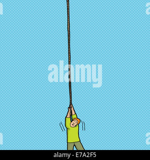 Personne seule sans défense la tenue à une corde Banque D'Images