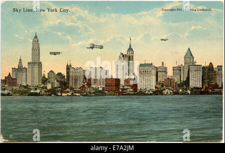 New York City Skyline de Jersey City, carte postale, vers 1915 Banque D'Images