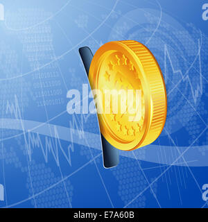 Concept financier Faire de l'argent sur Internet avec des pièces d'Or, l'arrière-plan Banque D'Images