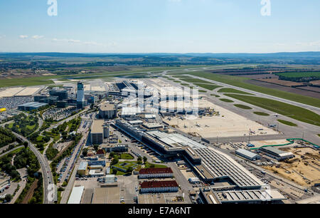 Vue aérienne, l'Aéroport International de Vienne, Schwechat, Vienne, Autriche Banque D'Images