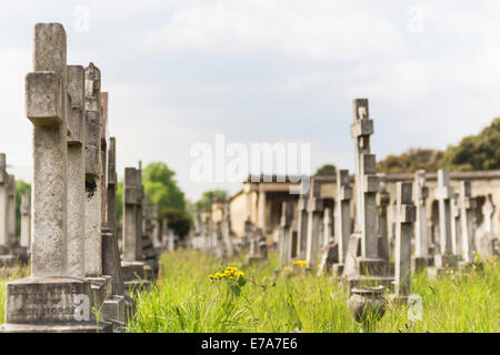 Pierres tombales dans le cimetière de Brompton, West Brompton, Londres, Angleterre, Royaume-Uni Banque D'Images