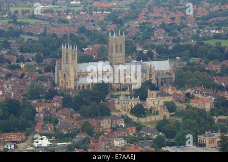 La Cathédrale de Lincoln aerial Banque D'Images