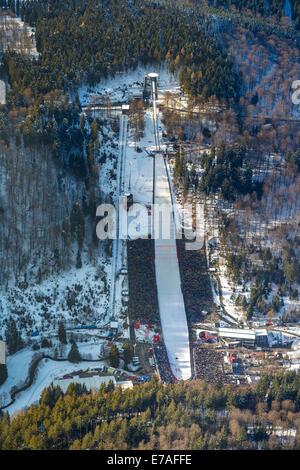 Saut à ski Mühlenkopfschanze hill, Coupe du Monde 2014 Ski-Jumping, Willingen, les hautes terres, la Hesse, Allemagne Banque D'Images