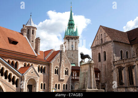 Château Dankwarderode et cathédrale de Brunswick, St. Blasii, Braunschweig, Brunswick, Basse-Saxe, Allemagne, Europe, Banque D'Images