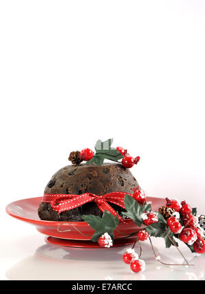 Style anglais Plum-pudding de Noël dessert Banque D'Images