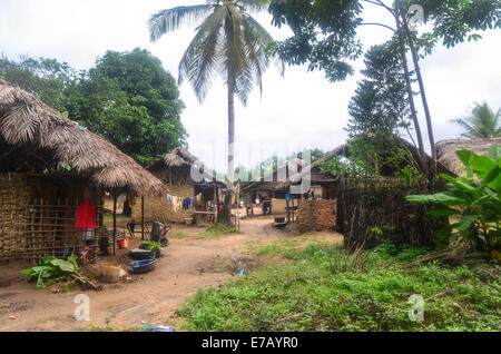 Un village au Libéria, près de Sawilo, à environ 20 km de la frontière avec la Sierra Leone, dans la province de Grand Cape Mount Banque D'Images