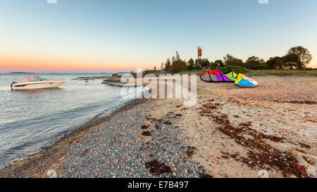 Soir Arrivée à Hattusaari island, Helsinki, Finlande, Europe, UNION EUROPÉENNE Banque D'Images