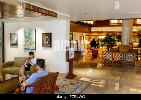 Honolulu Hawaii, Oahu, Hawaiian, Waikiki Beach, Resort, Hilton Waikiki Beach, hôtels d'hôtel hôtels motels inn motel, hall, chambre Prince Kuhio, Asiatiques het Banque D'Images