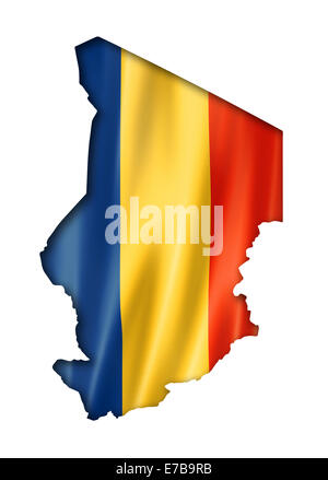 Tchad Carte Drapeau, trois dimensions, render, isolated on white Banque D'Images