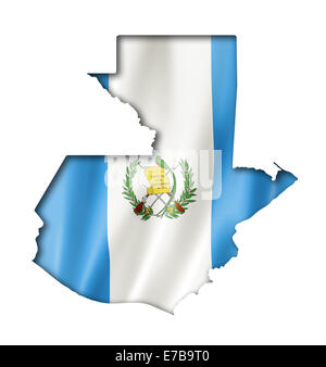 Guatemala Carte Drapeau, trois dimensions, render, isolated on white Banque D'Images