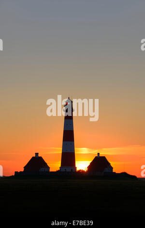 Westerheversand, phare de Westerhever, Eiderstedt, Frise du Nord, Schleswig-Holstein, Allemagne Banque D'Images