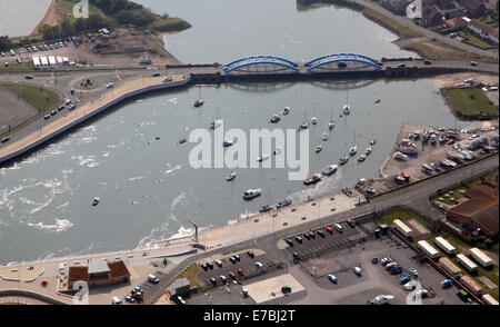 Vue aérienne de Muro Yacht Club dans le Nord du Pays de Galles, Royaume-Uni Banque D'Images