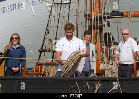 Joe Dixie Goodman, Iain Percy et Matt Baker à la Southampton Boat Show 2014 Banque D'Images