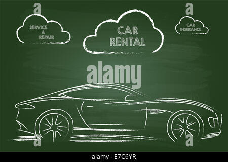 Des services de location de voitures Sur planchette croquis Banque D'Images