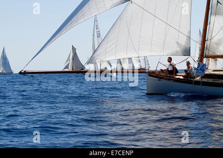 Imperia, Italie. 13 septembre 2014. Au cours des courses de yachts Vele d'Epoca, une régate de voiliers d'époque qui a lieu tous les deux ans à Imperia, Italie. Banque D'Images