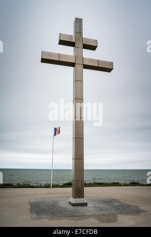 Un mémorial à l'armée Française Libre à Juno Beach, en Normandie, dans le nord de la France Banque D'Images