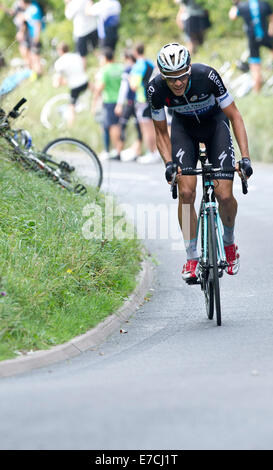 Ditchling Hill, East Sussex, UK. 13 Septembre, 2014. Julien Vermote, Tour de Bretagne 2014, étape 7 (Camberley à Brighton) prises de Genève à Hill, East Sussex Crédit : Christopher Mills/Alamy Live News Banque D'Images