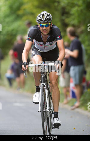 Ditchling Hill, East Sussex, UK. 13 Septembre, 2014. Marcin Bialoblock, Tour de Bretagne 2014, étape 7 (Camberley à Brighton) prises sur Ditchling Hill, East Sussex Crédit : Christopher Mills/Alamy Live News Banque D'Images