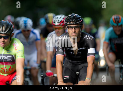 Ditchling Hill, East Sussex, UK. 13 Septembre, 2014. Kristian House, Tour de Bretagne 2014, étape 7 (Camberley à Brighton) prises sur Ditchling Hill, East Sussex Crédit : Christopher Mills/Alamy Live News Banque D'Images