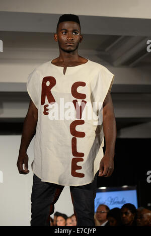 London,UK. 13 Septembre, 2014. La mode africaine un moyen d'aller par créateur Jose Hendo en vedette nouvelle collection à la London Fashion Week Off Horaire Spectacle organisé par Fashions plus beaux de Londres. Credit : Voir Li/Alamy Live News Banque D'Images