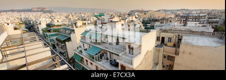 Une vue panoramique de la partie centrale de la ville d'Athènes, Grèce. Banque D'Images