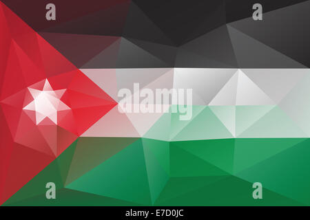 Drapeau jordanien triangulaire - modèle vecteur polygonale Banque D'Images