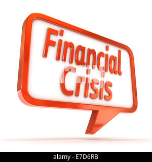 Un concept en rendu 3d illustration 'crise financière' écrit sur une bulle Banque D'Images