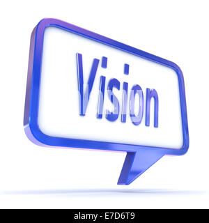 Un concept en rendu 3d illustration de "Vision" écrit dans une bulle Banque D'Images