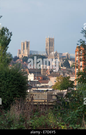 La ville de Lincoln et de la cathédrale de Lincoln dans l'arrière-plan Banque D'Images