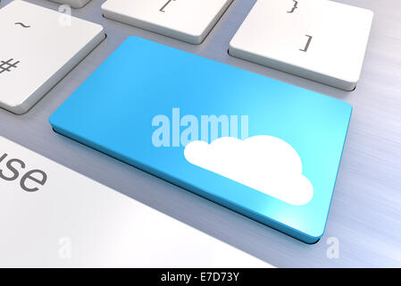 Un rendu 3D coloré Illustration montrant un concept Cloud sur un clavier d'ordinateur Banque D'Images