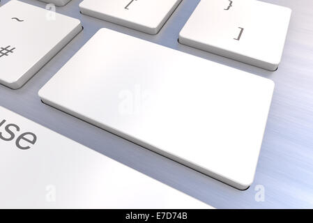 Un rendu 3D coloré Illustration montrant un concept de clavier blanc et vide sur un clavier d'ordinateur Banque D'Images