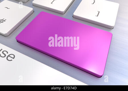 Un rendu 3D coloré Illustration montrant un concept de clavier violet vierge sur un clavier d'ordinateur Banque D'Images