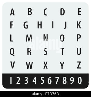 Alphabet et nombres sans coins pointus Banque D'Images