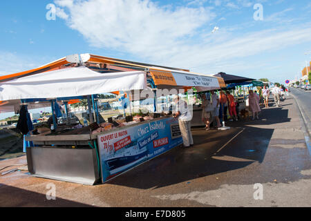 Marché de poissons à Courseulles sur Mer en Normandie, France UE Banque D'Images