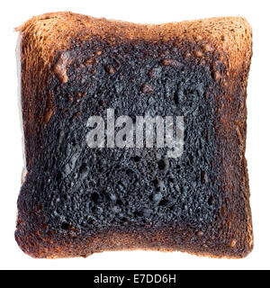 Burnt Toast noir isolé sur fond blanc Banque D'Images