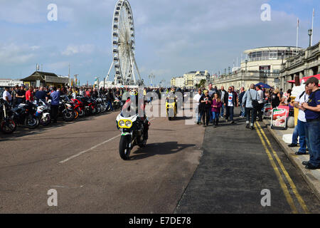 Brighton, UK. 14Th Sep 2014. Entrée principale de Madère en voiture, un motocycliste est arrivée. Crédit : Paul Briden/Alamy Live News Banque D'Images