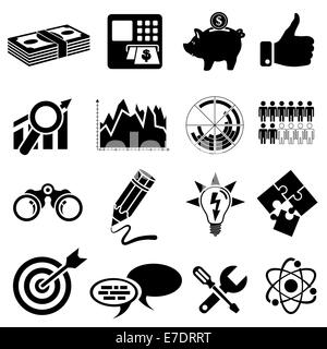 Business Icon Set - finances, stratégie, idée, la recherche, le travail d'équipe, la réussite. isolé sur fond blanc Banque D'Images