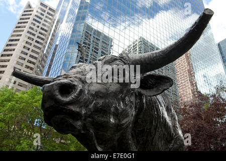Sculpture du célèbre hors-la-bull en stock exchange Square, Calgary, Alberta, Canada Banque D'Images