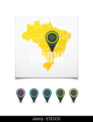 Carte avec un marqueur sur le Brésil Banque D'Images