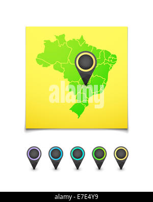 Carte avec un marqueur sur le Brésil Banque D'Images