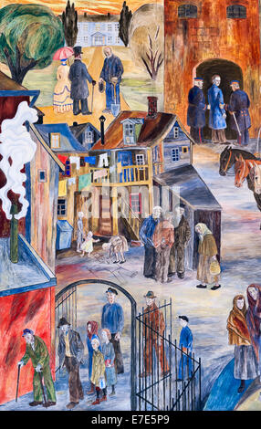 L'hôtel de ville (Radhus), Oslo, Norvège. Une murale montrant 19c la pauvreté en Norvège, avant l'indépendance de la Suède Banque D'Images