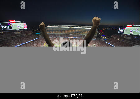 Septembre 14, 2014 - Santa Clara, CA, USA - San Francisco 49ers fans cheer équipe comme l'y jouer l'ours de Chicago pendant un match au stade Levi's Dimanche 14 septembre 2014 à Santa Clara, Cailf. (Crédit Image : © Paul Kitagaki Jr/Sacramento Bee/Zuma sur le fil) Banque D'Images