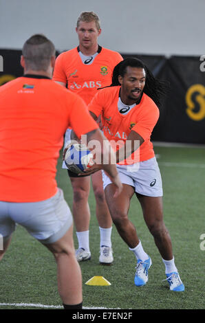 Stellenbosch, Afrique du Sud. 15 Sep, 2014. Au cours de la Cecil Afrika Springbok Sevens journée des médias à l'Académie de Stellenbosch le sport. Le Springbok Sevens se préparent pour la prochaine série de la HSBC IRB Sevens qui débute à Gold Coast, en Australie, le mois prochain. L'équipe vise à terminer top 4 à la fin de la série, qui seront qualifiés pour les Jeux Olympiques de Rio de 2016. Credit : Roger Sedres/Alamy Live News Banque D'Images