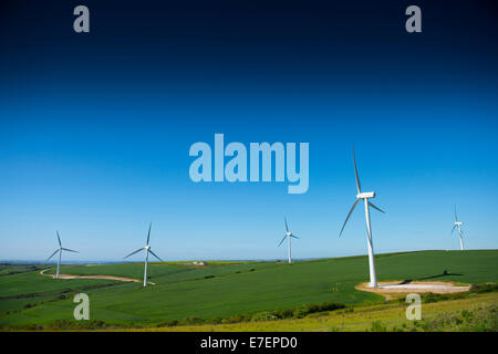 Les éoliennes produisant de l'énergie verte et renouvelable, à Cornwall, en Angleterre. Banque D'Images