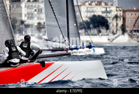 La GC32 est l'un dessin ou modèle pour la Grande Course de la Coupe du circuit, à l'Extreme Sailing Series, Nice, Alpes-Maritimes, France. Jour 2. Banque D'Images