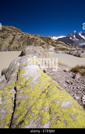 Lac Blanc sur l'aiguille rouge au-dessus de Chamonix, France. Banque D'Images