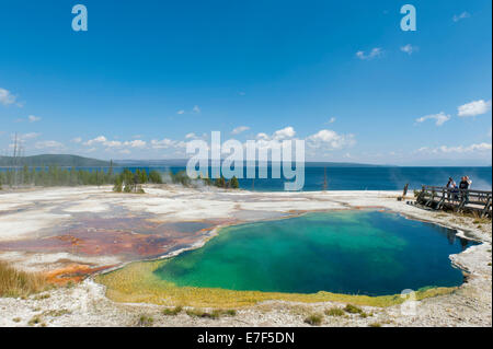 Hot spring, l'eau claire, Abyss Pool, West Thumb, devant le Lac Yellowstone, le Parc National de Yellowstone, Wyoming, USA Banque D'Images