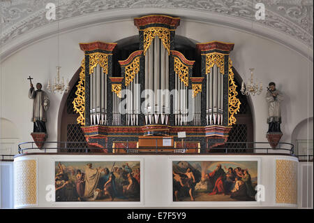 Orgue de 1939 dans l'intérieur de l'église, l'église St. Joseph, Immenstadt, Bavière, Allemagne, Allgäu Banque D'Images