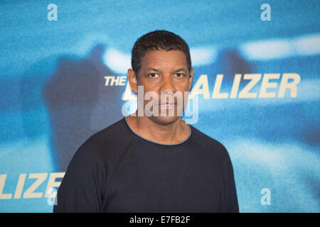 Berlin, Allemagne. 16 Sep, 2014. L'acteur américain Denzel Washington pose pendant la présentation du film 'l'Equalizer' à Berlin, Allemagne, 16 septembre 2014. Le film sera venu de cinémas allemands le 09 octobre 2014. Photo : JOERG CARSTENSEN/DPA/Alamy Live News Banque D'Images